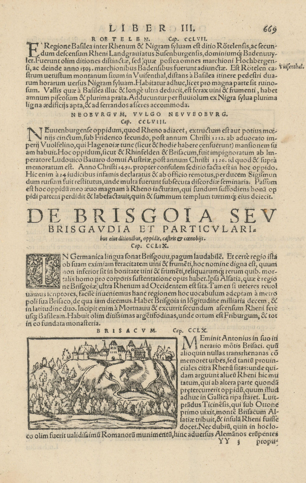 Associate Product Brisacum. Small view of Breisach, Baden-Württemberg. SEBASTIAN MÜNSTER 1572