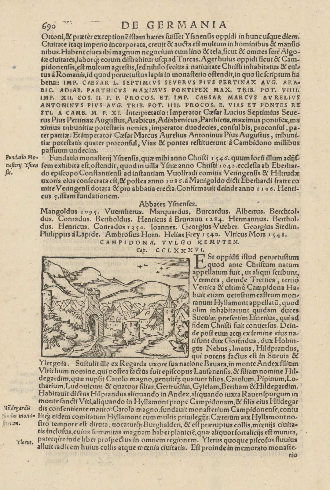 Associate Product Campidona, vulgo Kempten. Small view of Kempten im Allgäu, Bavaria. MÜNSTER 1572