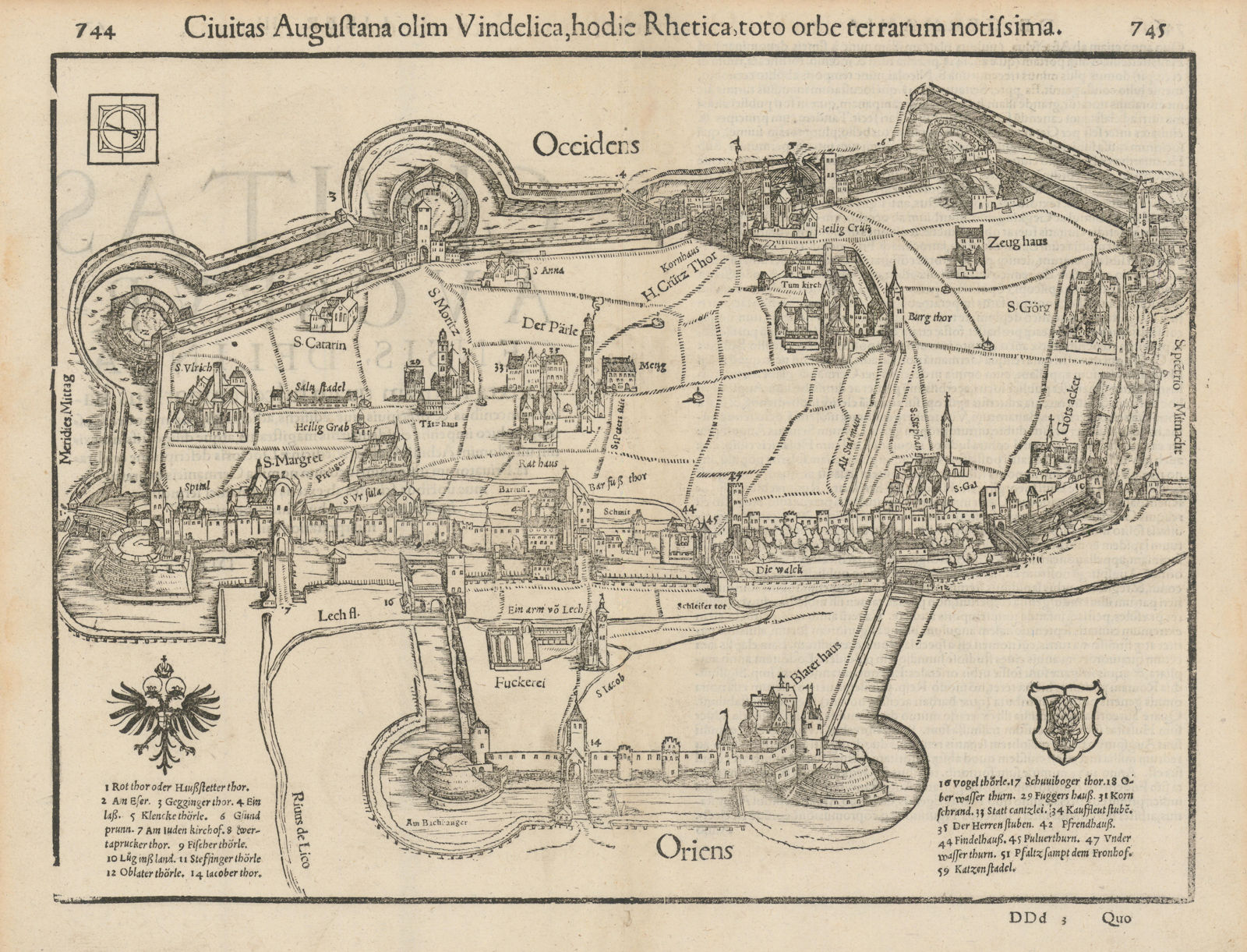 Associate Product Civitas Augustana olim Vindelica… The city of Augsburg, Bavaria MÜNSTER 1572 map