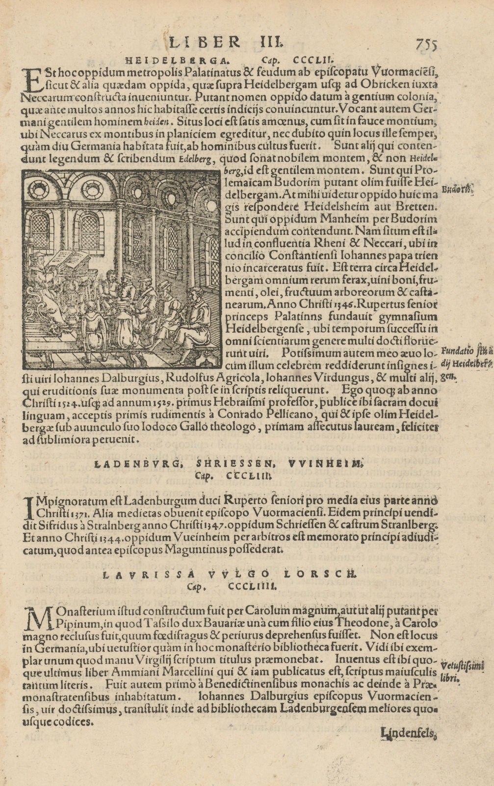 Fundatio studij Heidelbergen. Foundation of Heidelberg University. MÜNSTER 1572