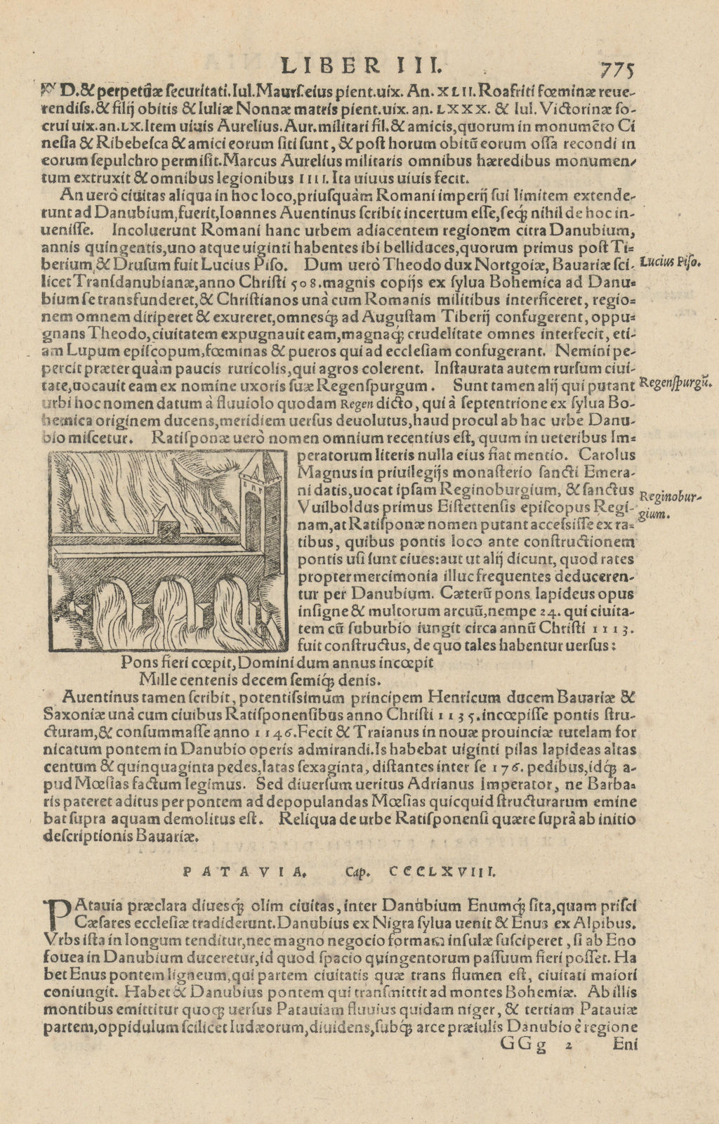 Associate Product Reginoburgium. Steinerne Brücke across the Danube in Regensburg. MÜNSTER 1572