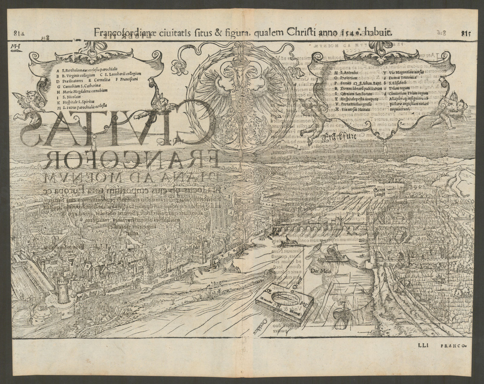 Associate Product Francofordianae civitatis… The city of Frankfurt am Main. MÜNSTER 1572 old map