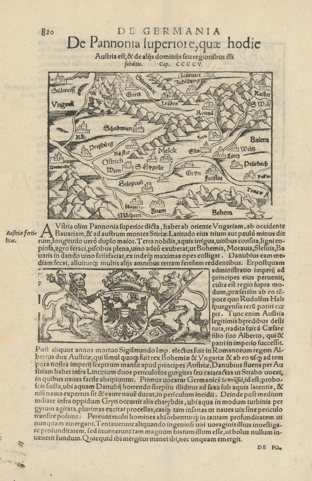 De Pannonia superiore quae hodie Austria… Upper Pannonia. MÜNSTER 1572 old map