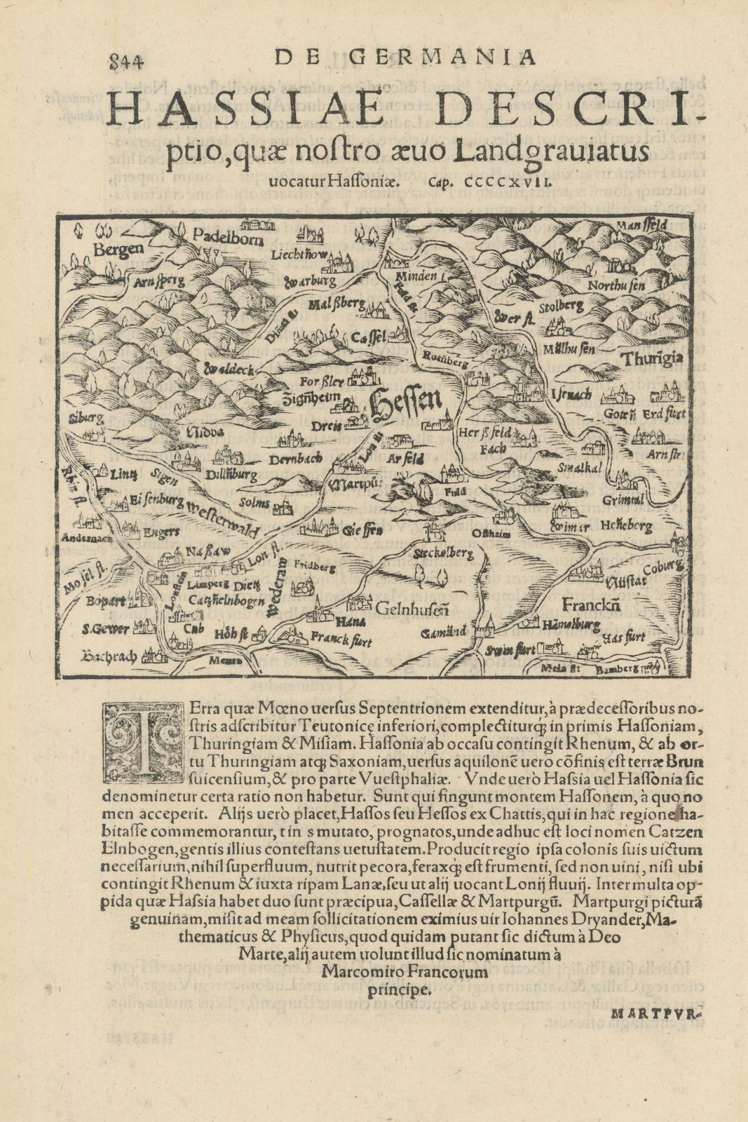 Associate Product Hassiae Descriptio… Hassoniae. Hessen. SEBASTIAN MÜNSTER 1572 old antique map