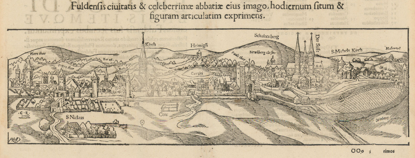 Associate Product Fuldensis civitatis… The city of Fulda, Hesse. SEBASTIAN MÜNSTER 1572 old map