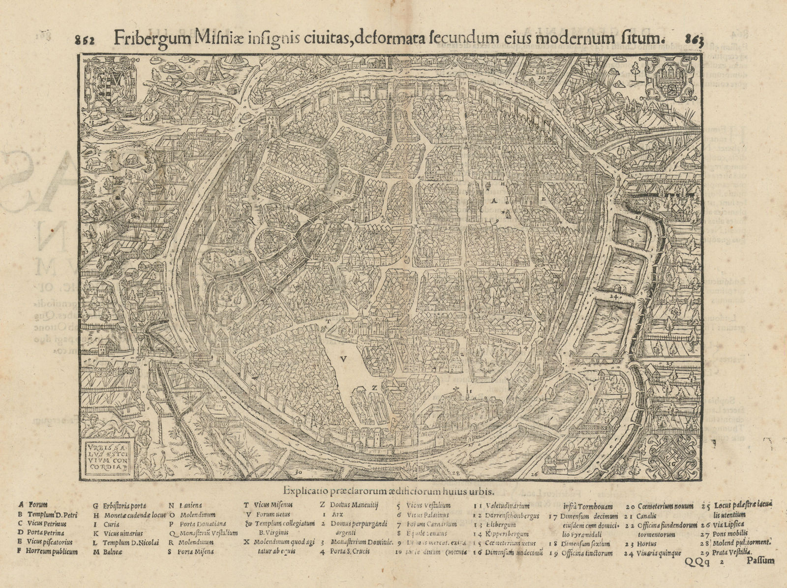 Associate Product Fribergum Misniae insignis civitas… Freiberg, Saxony. SEBASTIAN MÜNSTER 1572 map