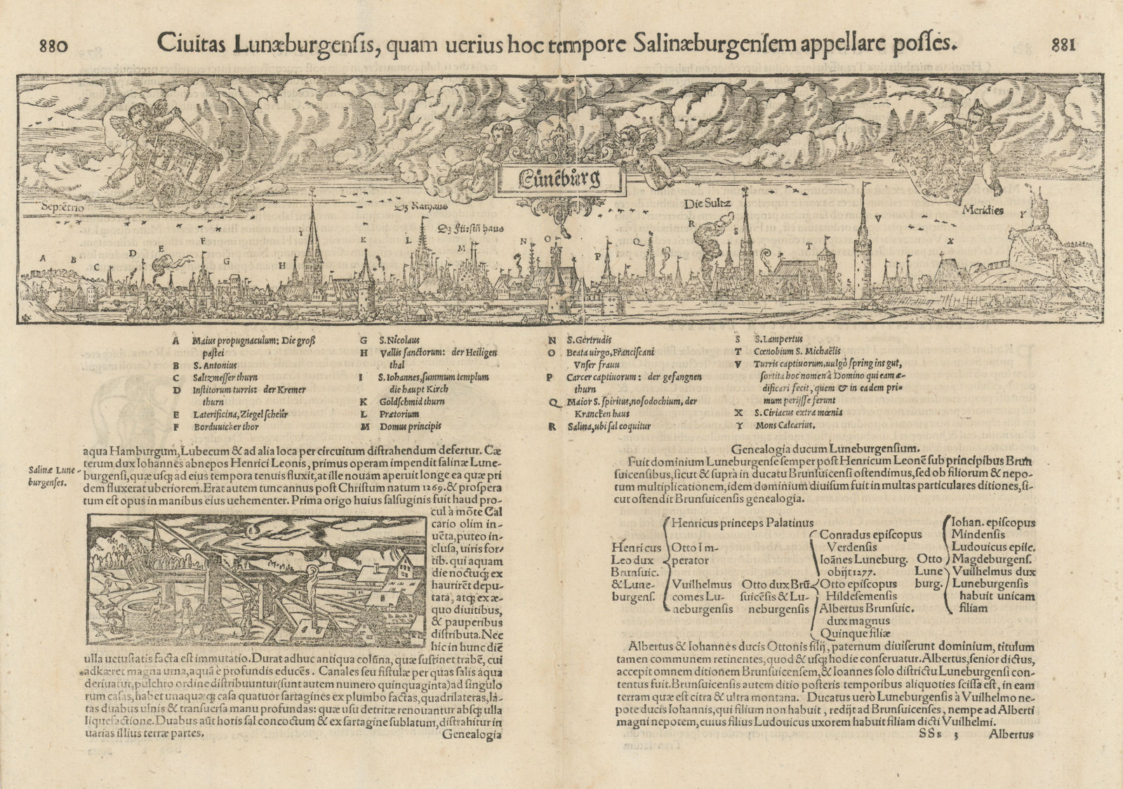 Civitas Lunaeburgensis… The city of Lüneburg, Lower Saxony. MÜNSTER 1572 map