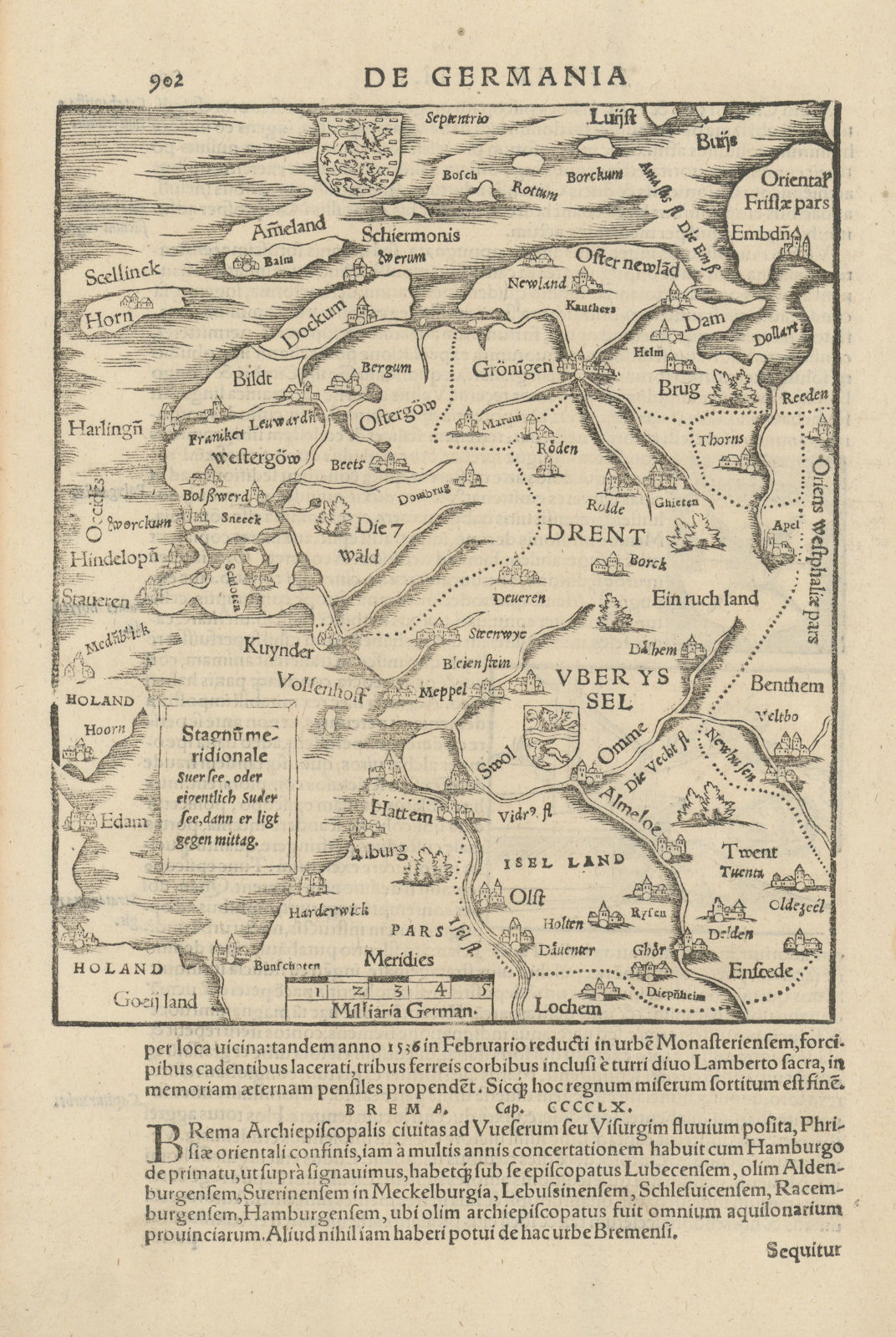 Associate Product Drent uber Yssel. Drenthe & Overijssel, Netherlands. SEBASTIAN MÜNSTER 1572 map