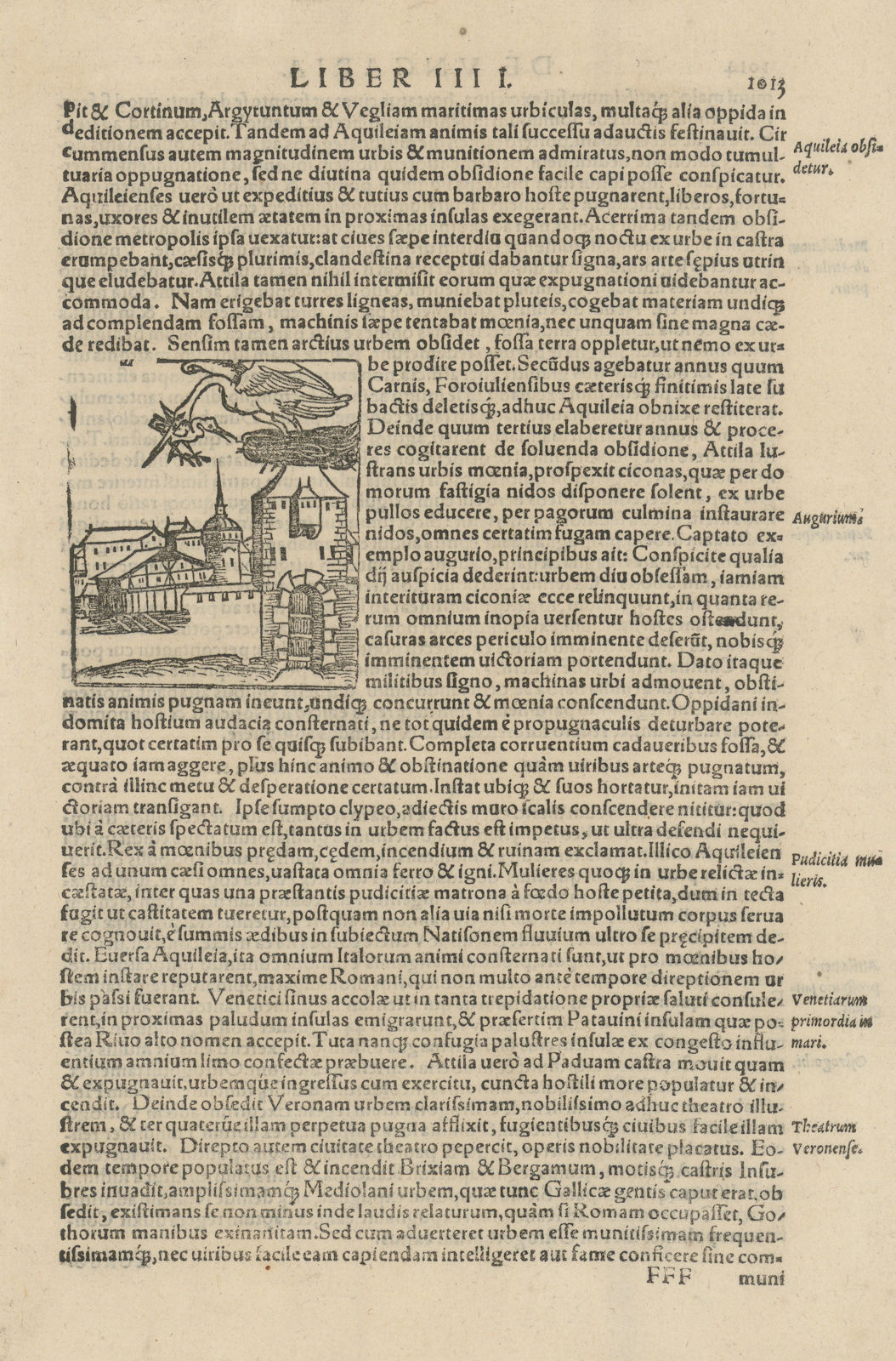 Aquileia sacked by Attila the Hun 452 AD. Friuli-Venezia Giulia. MÜNSTER 1572