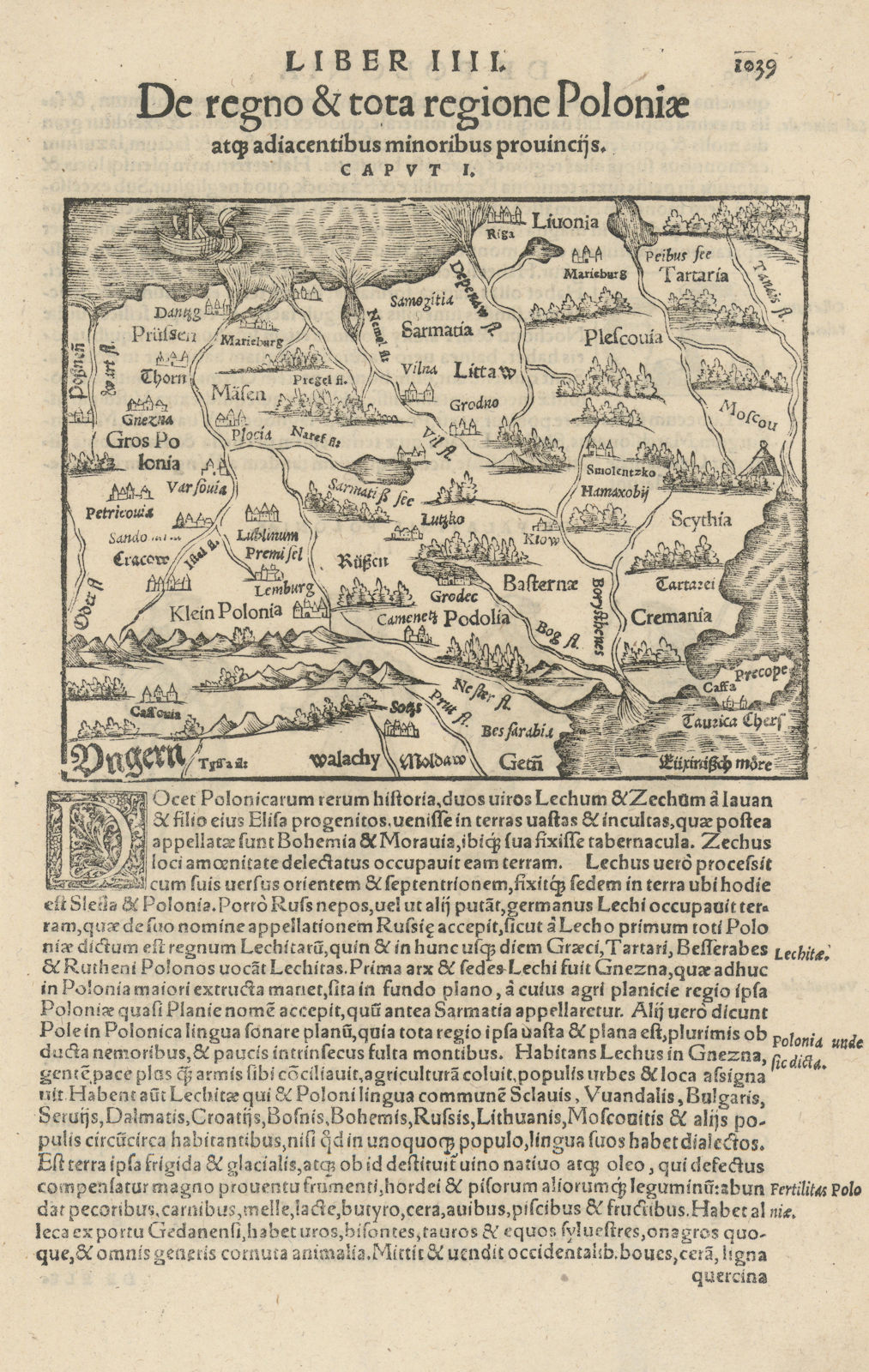 De regno & tota regione Poloniae… Poland Baltics Ukraine. MÜNSTER 1572 old map