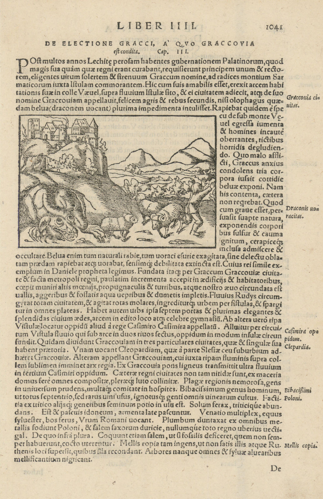 Associate Product The City of Krakow, with the Wawel dragon. Poland. SEBASTIAN MÜNSTER 1572