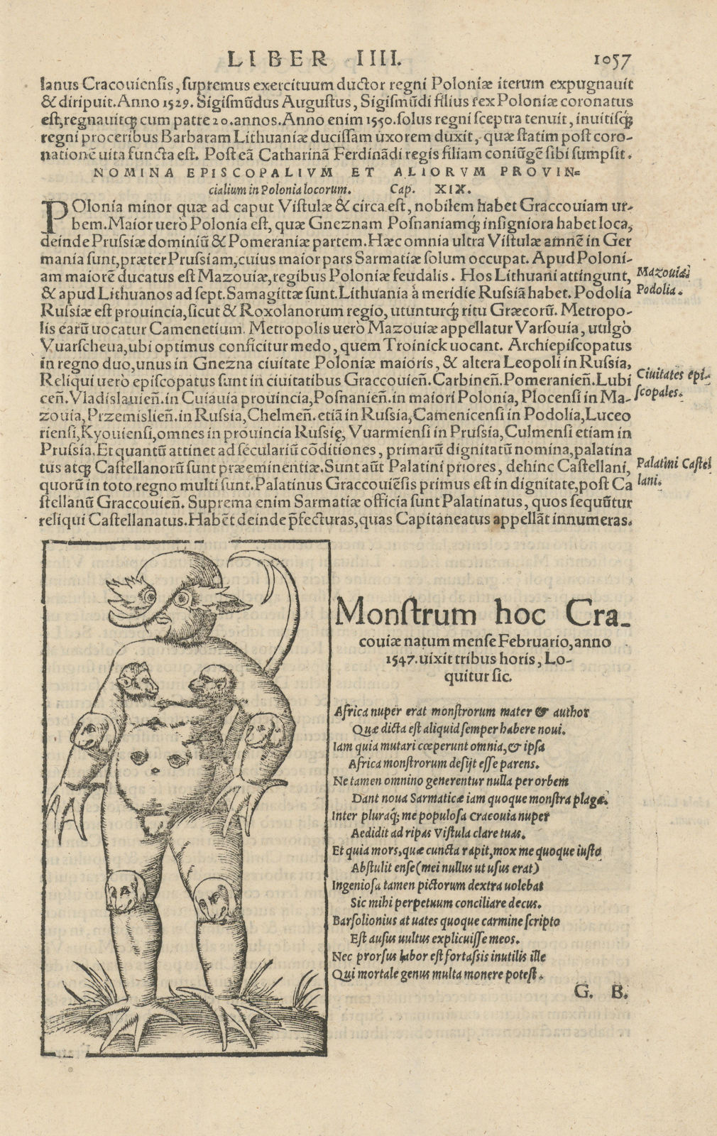 Monstrum hoc Cracoviae. The monster of Krakow, born 1547. SEBASTIAN MÜNSTER 1572