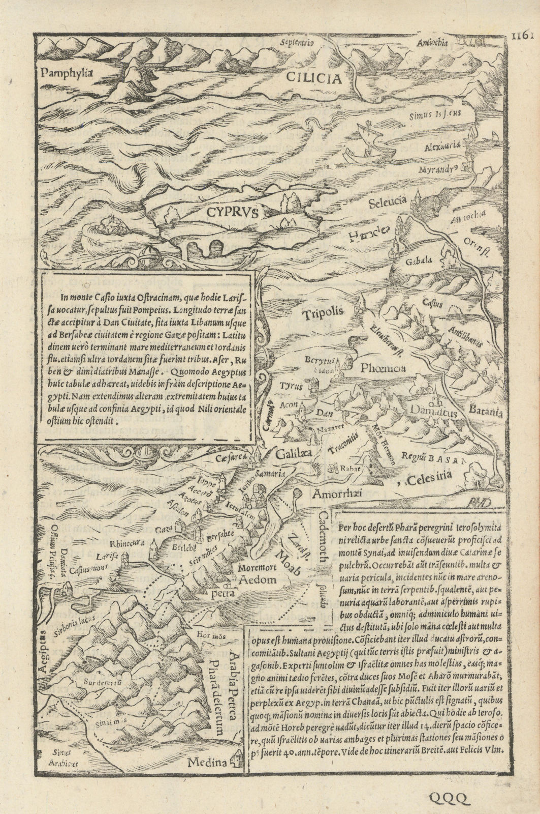 Associate Product Untitled map of the Holy Land. Israel Palestine Lebanon Cyprus. MÜNSTER 1572