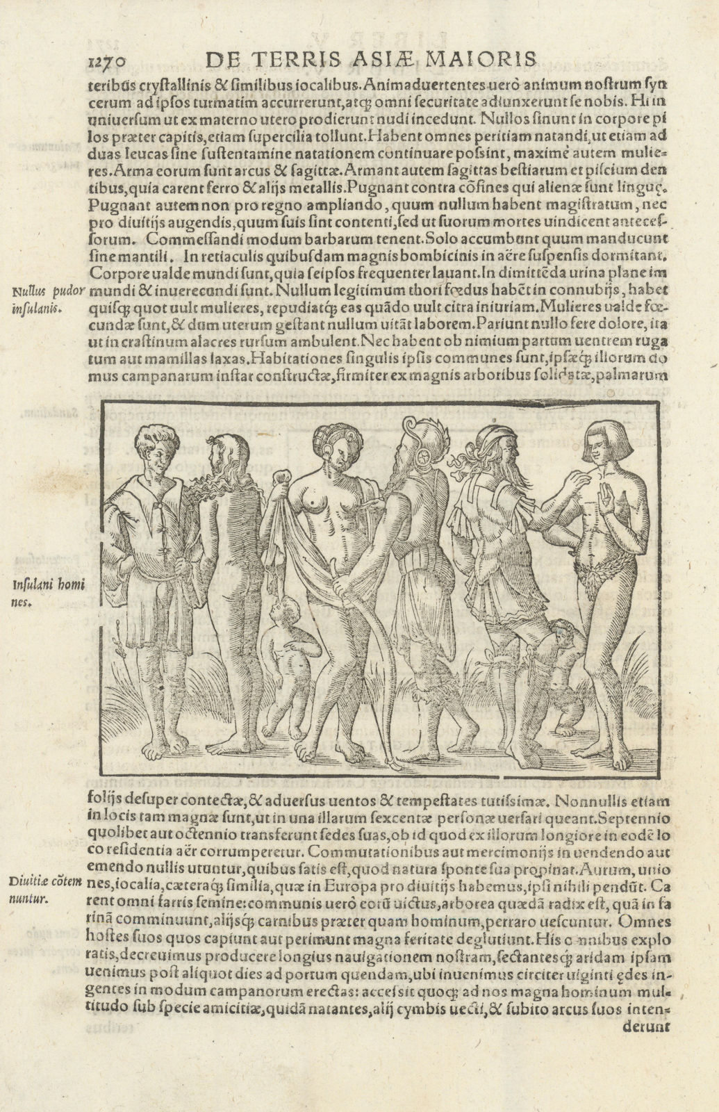 Prima Vesputii navigatio [1497]. Insulani homines. Carib people. MÜNSTER 1572