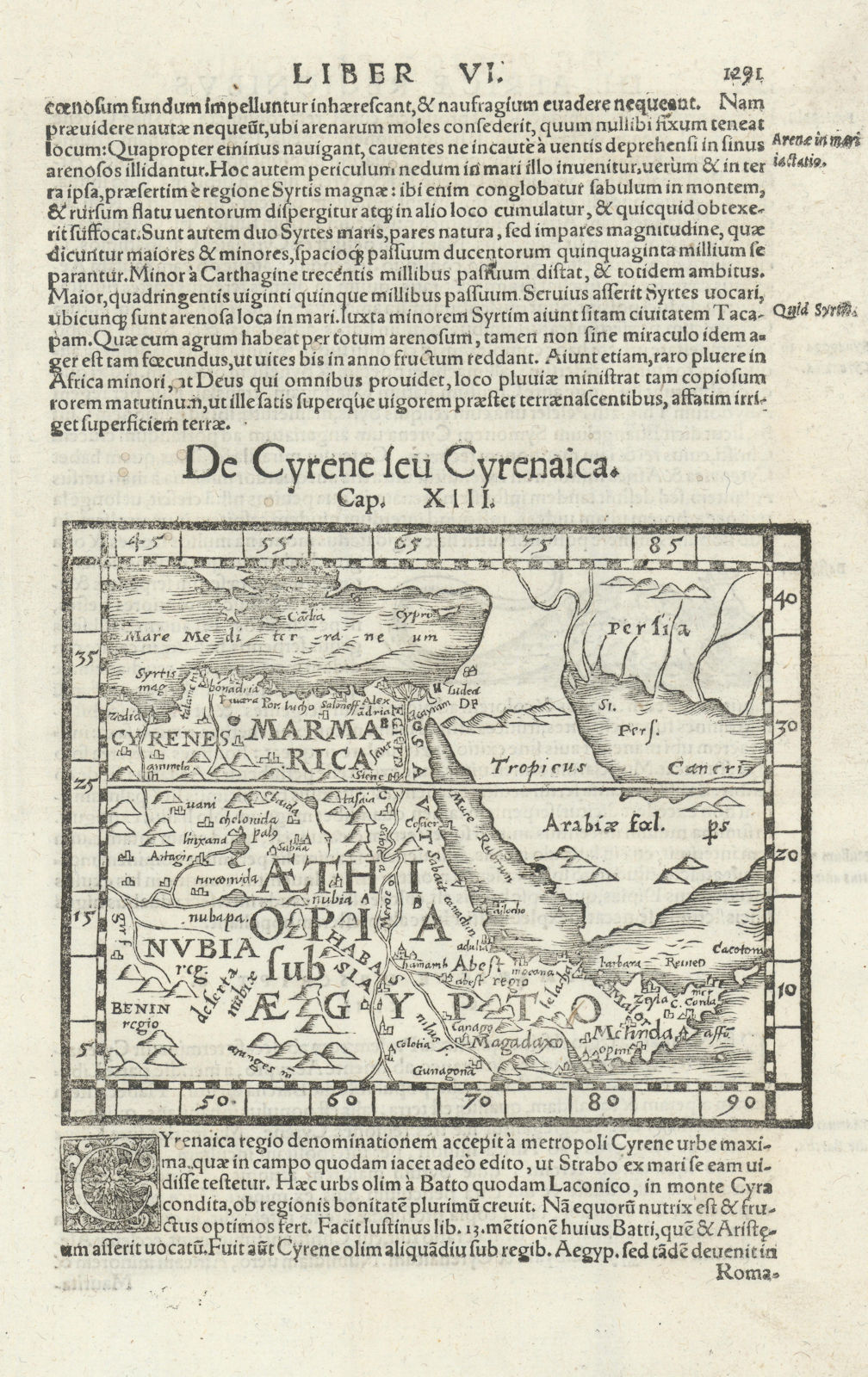 De Cyrene seu Cyrenaica. North east Africa. Middle East. Egypt. MÜNSTER 1572 map