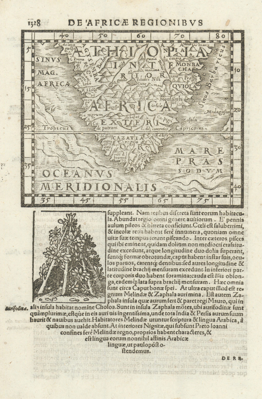 De Africae Regionibus. Aethiopia Interior. Southern Africa. MÜNSTER 1572 map