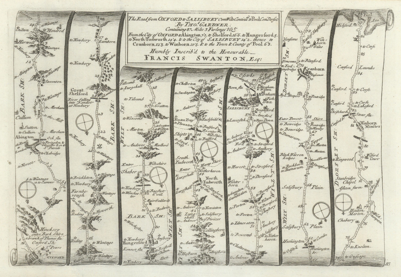 Oxford - Abingdon - Hungerford - Salisbury - Poole GARDNER road map #83 1719