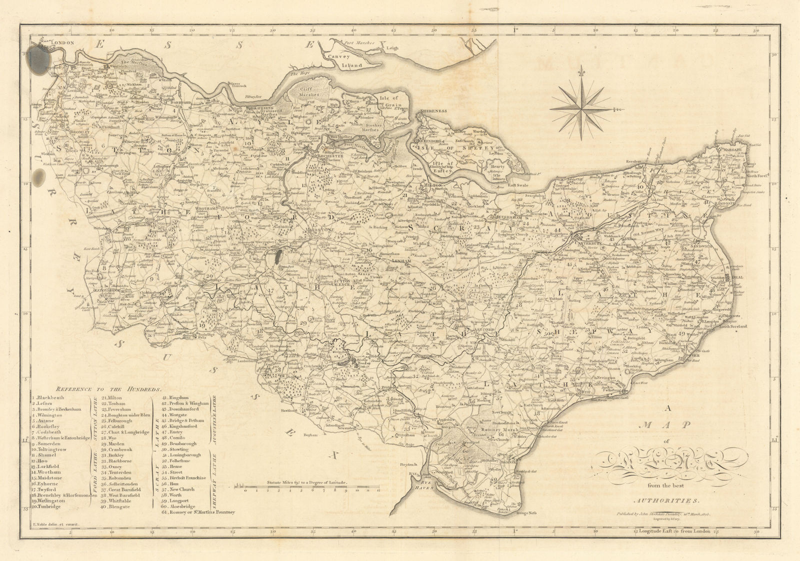 "A map of Kent from the best authorities". County map. CARY 1806 old