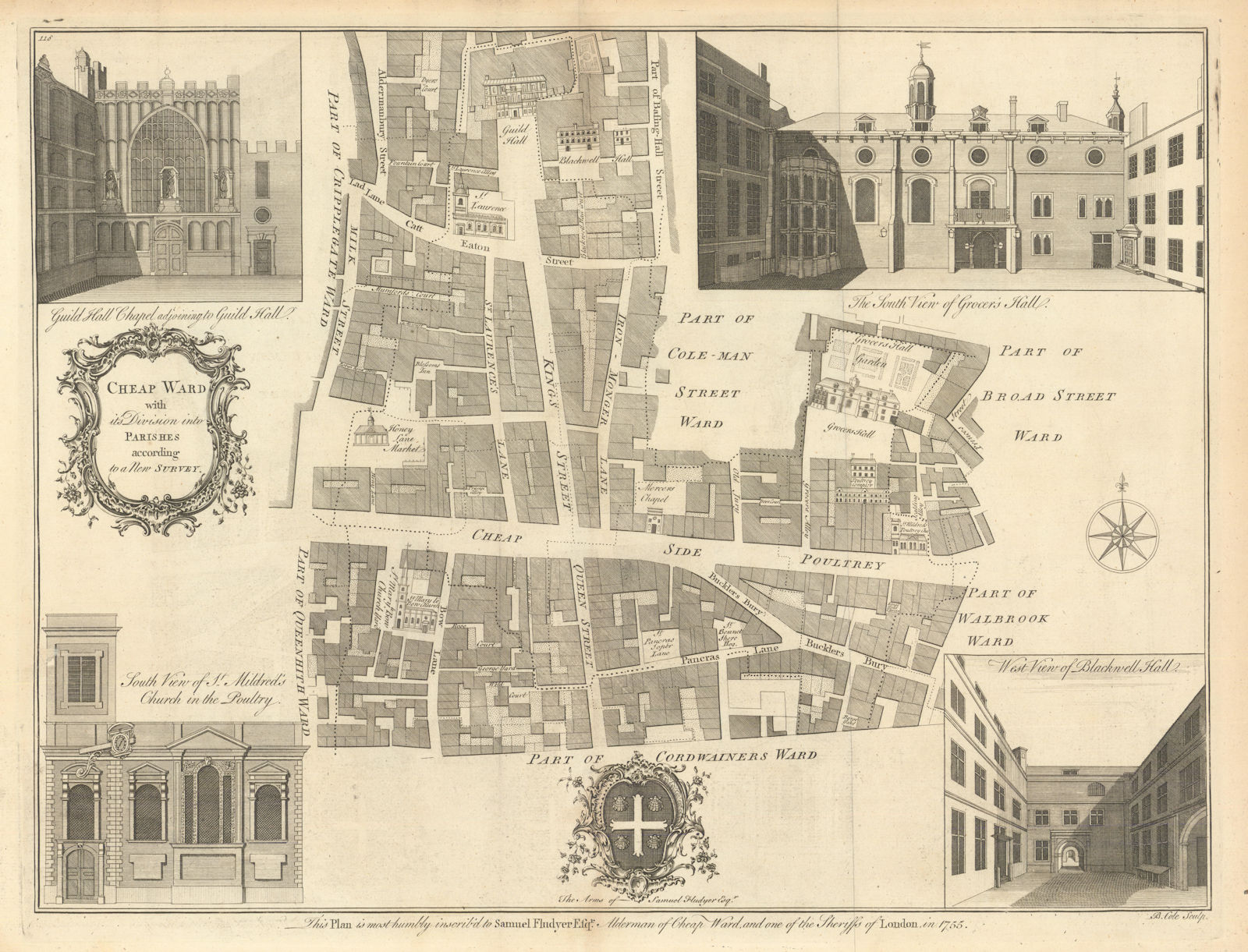 Cheap Ward with its divisions into parishes… City of London. COLE 1760 old map