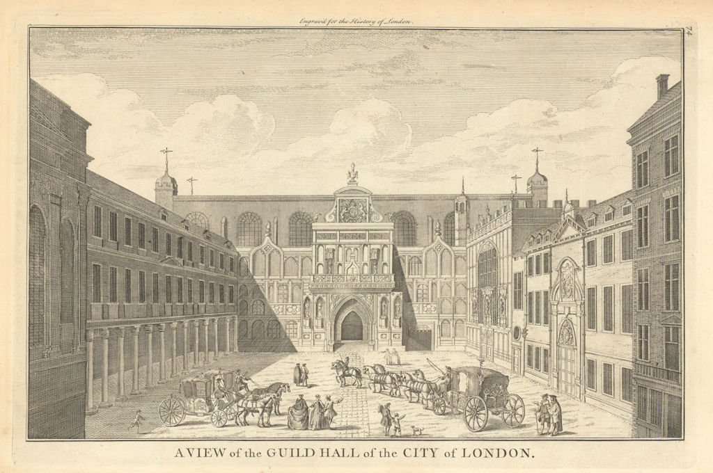 A View of the Guildhall of the City of London by William Henry Toms 1760 print