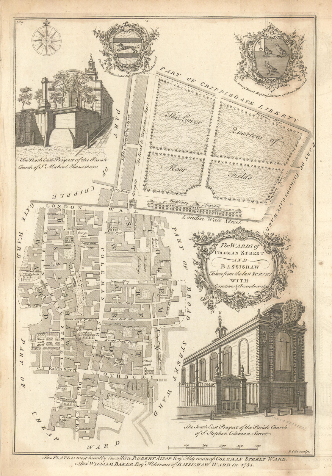 The Wards of Coleman Street and Bassishaw… City of London. COLE 1760 old map