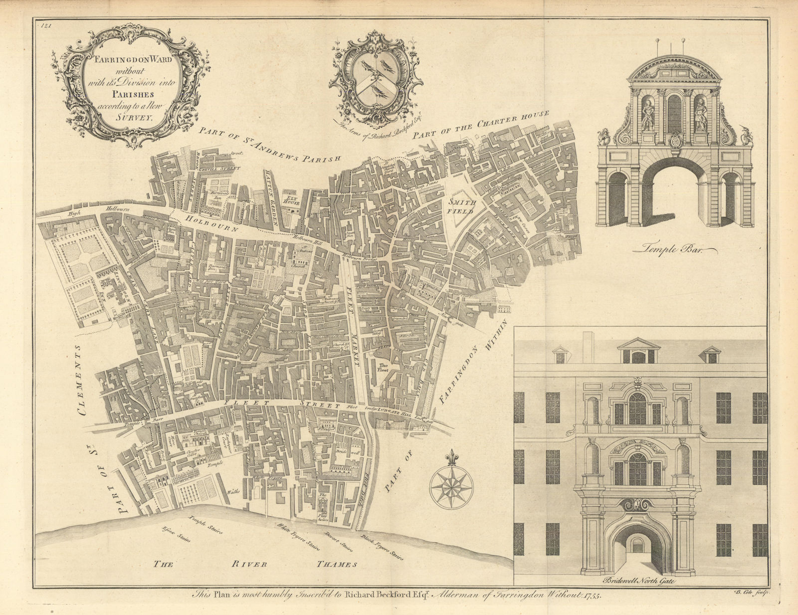 Farringdon Ward without with its divisions… City of London. COLE 1760 old map