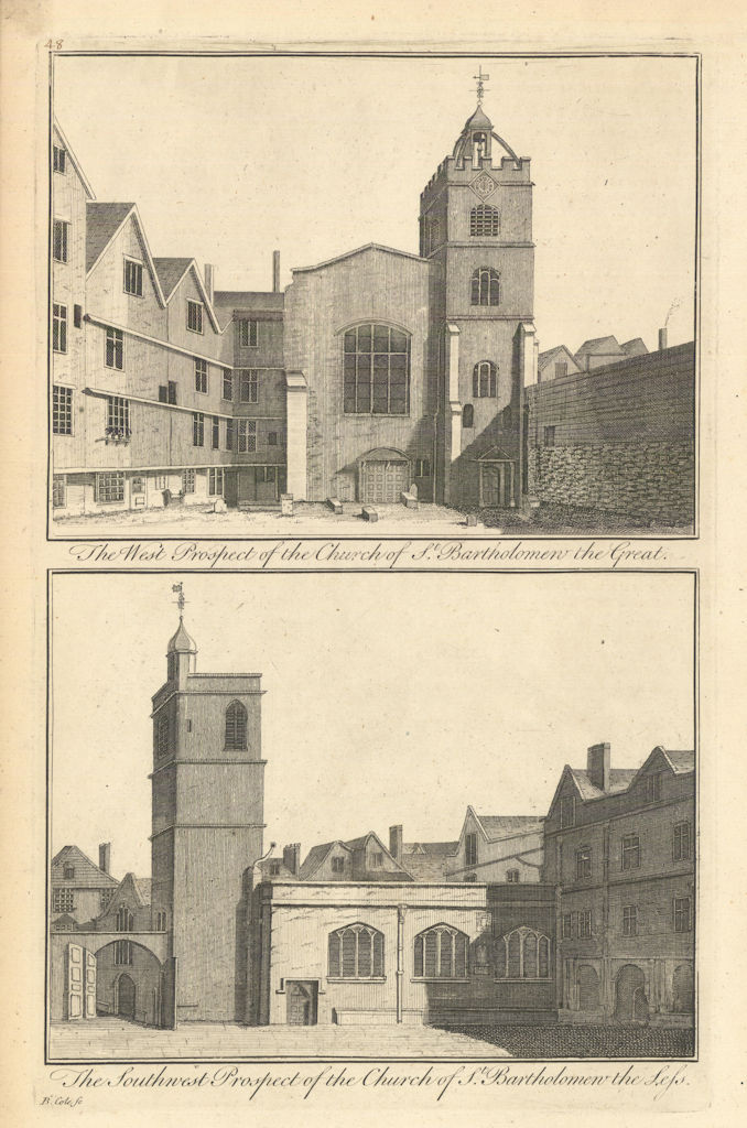 The churches of St. Bartholomew-the-Great & the-Less by Benjamin Cole 1760