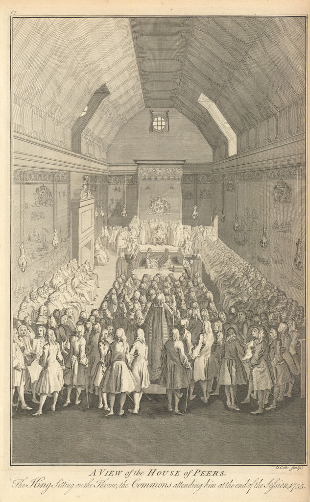 The House of Peers (Lords) at the end of the Session 1755 by Benjamin Cole 1760