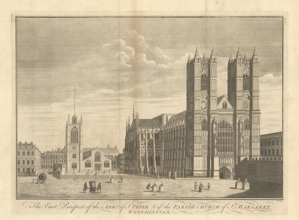 Westminster Abbey. Abby of St Peter & St Margaret's church by Benjamin Cole 1760