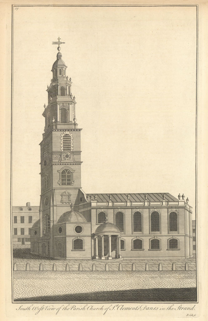 The Parish Church of St Clement's Danes in the Strand by Benjamin Cole 1760