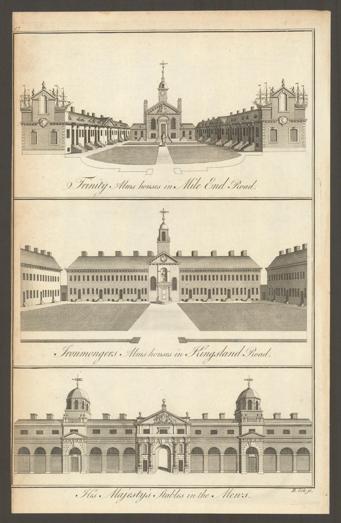 Almshouses: Trinity Green, Mile End Road & Ironmongers, Kingsland Road 1760