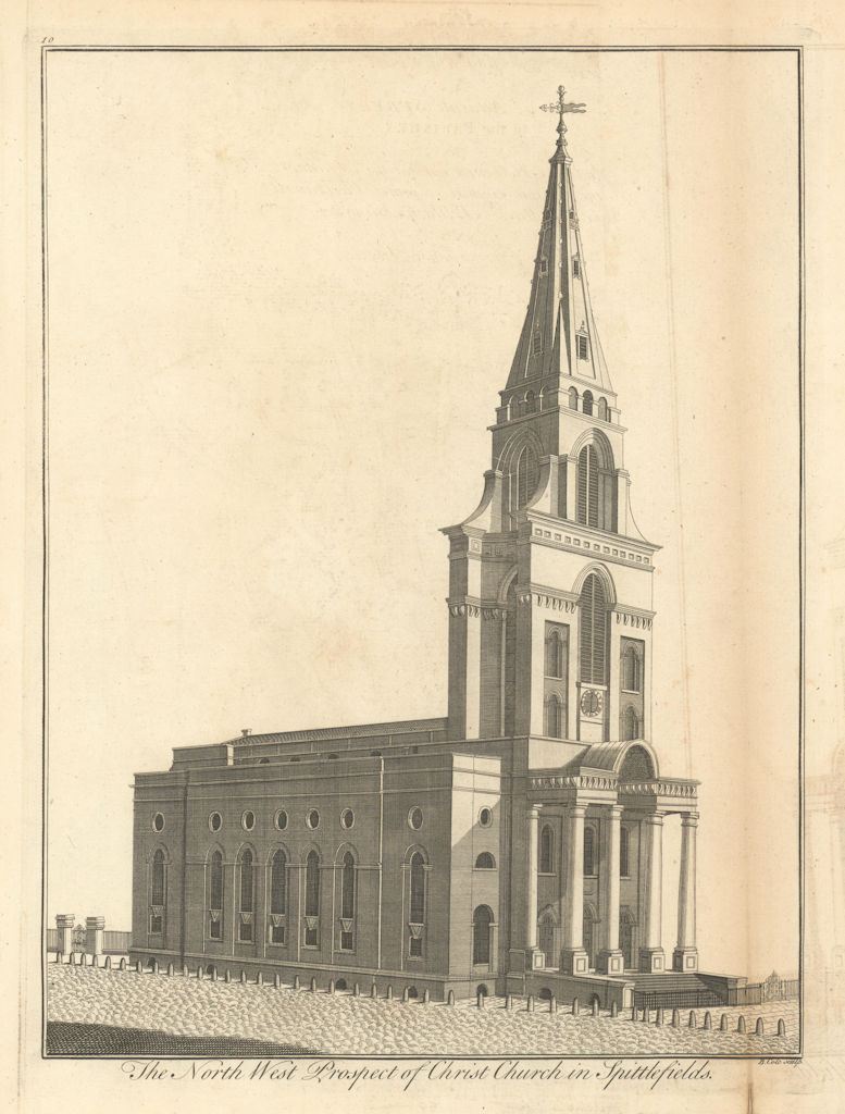 Christ Church in Spittlefields by Benjamin Cole. Spitalfields 1760 old print