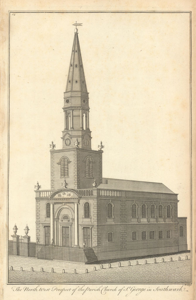 The Parish Church of St George-the-Martyr, Southwark by Benjamin Cole 1760