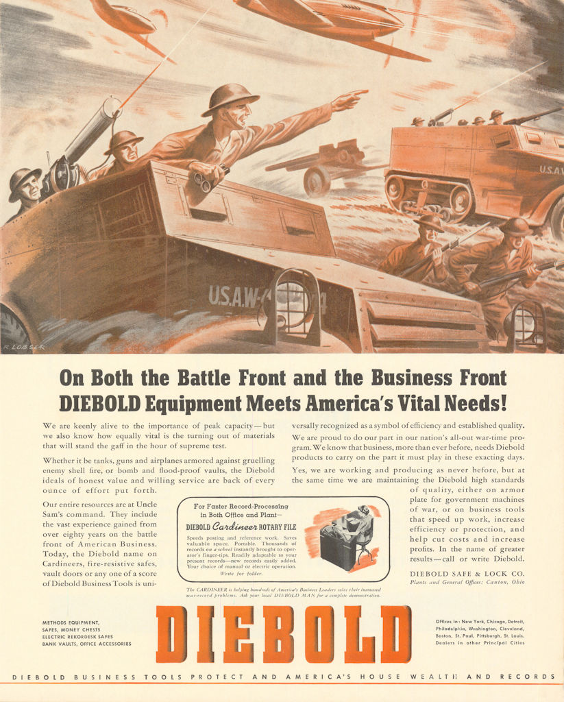 Associate Product Diebold Equipment Meets America's Vital Needs! Advertisement 1942 print