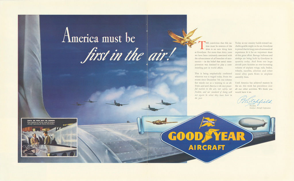 Good Year Aircraft. America must be first in the air! Advert 1942 old print