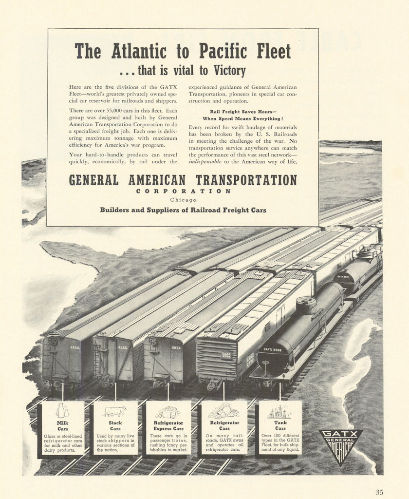 Associate Product General American Transportation Corp. Railroad Freight Car advert 1942 print