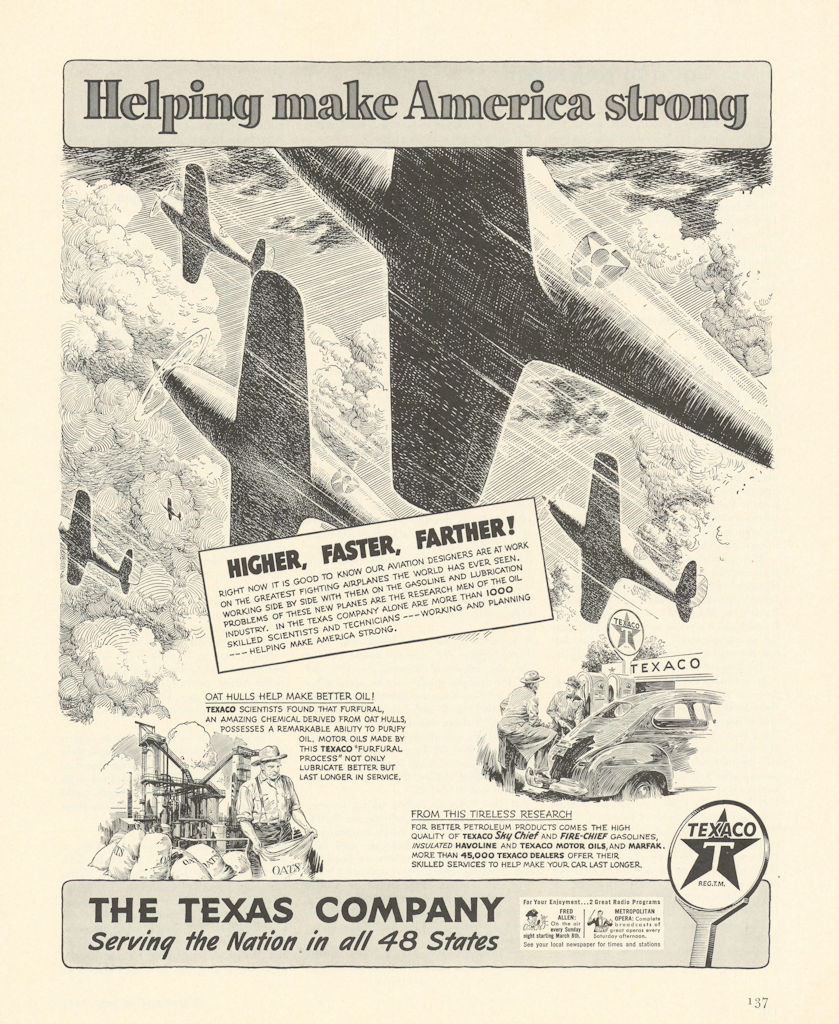 Associate Product Texaco. Helping make America strong. Advertisement 1942 old vintage print