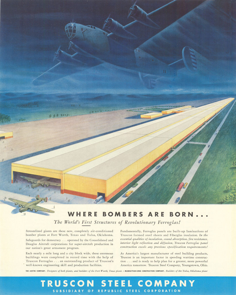 Associate Product Truscon Steel Company. Where bombers are born. Advertisement 1942 old print