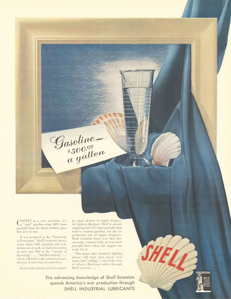 Shell scientists speeds America's war production. Advertisement 1942 old print