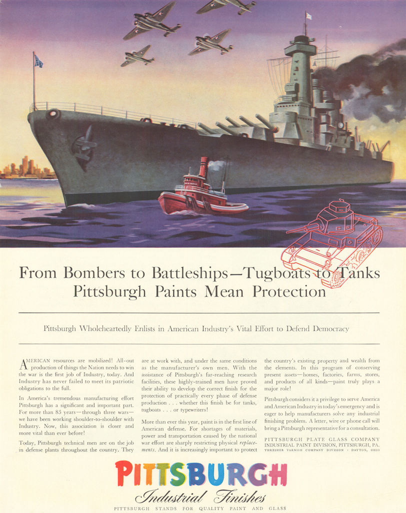 Pittsburgh Industrial Finishes. From Bombers to Battleships… Advertisement 1942