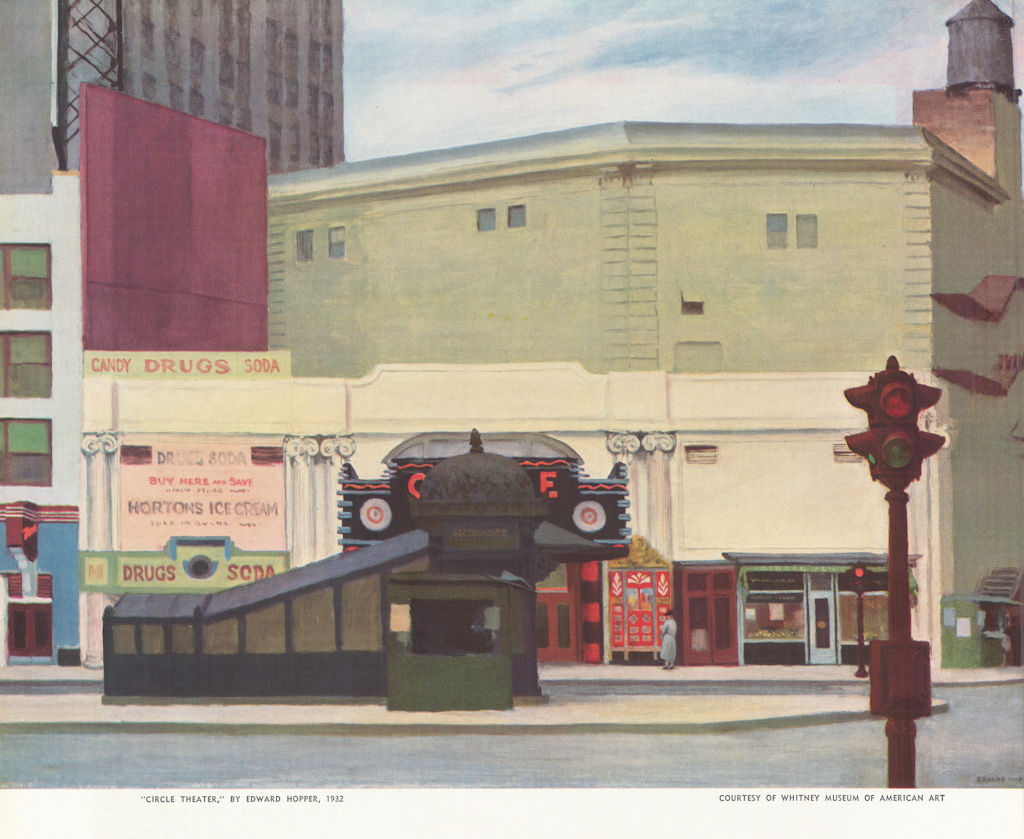 "Circle Theater" by Edward Hopper, 1932. Magazine reprint 1939 old