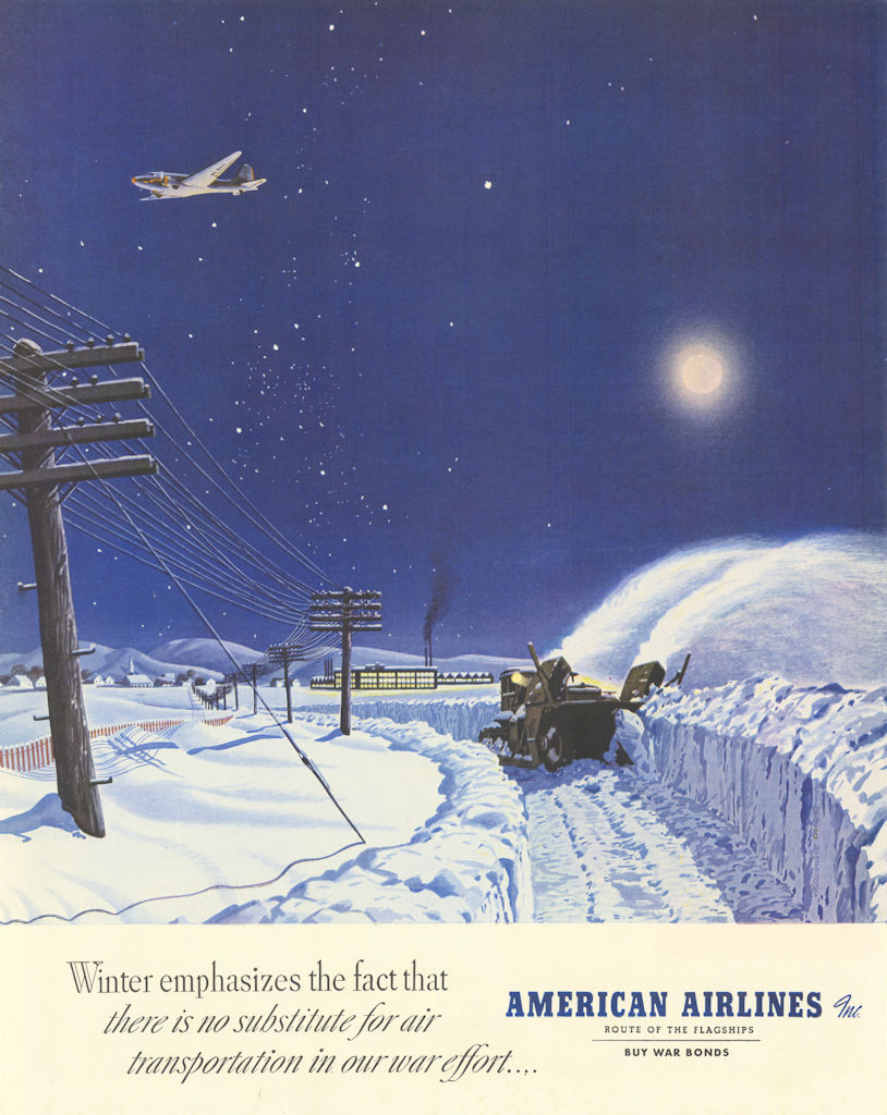 American Airlines - No substitute for air transportation… Advert 1943 print