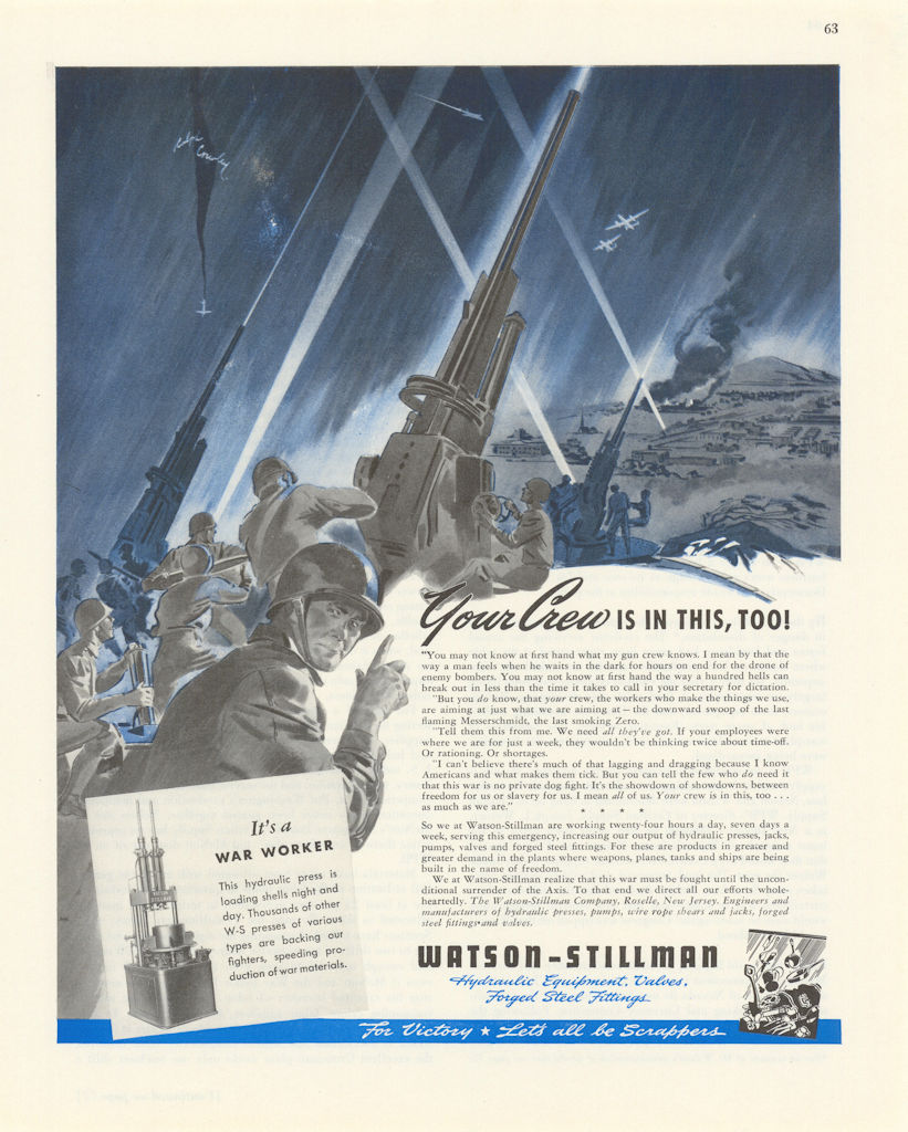 Watson-Stillman - Your Crew is in This, Too!. Advertisement 1943 old print