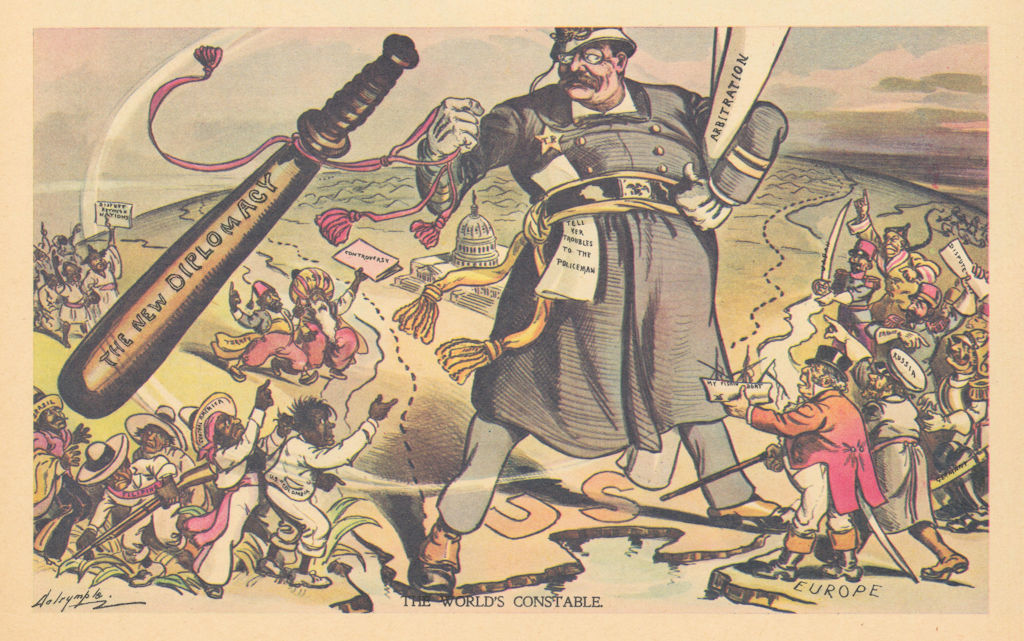 United States as The World's Constable. The New Diplomacy. Magazine cartoon 1943