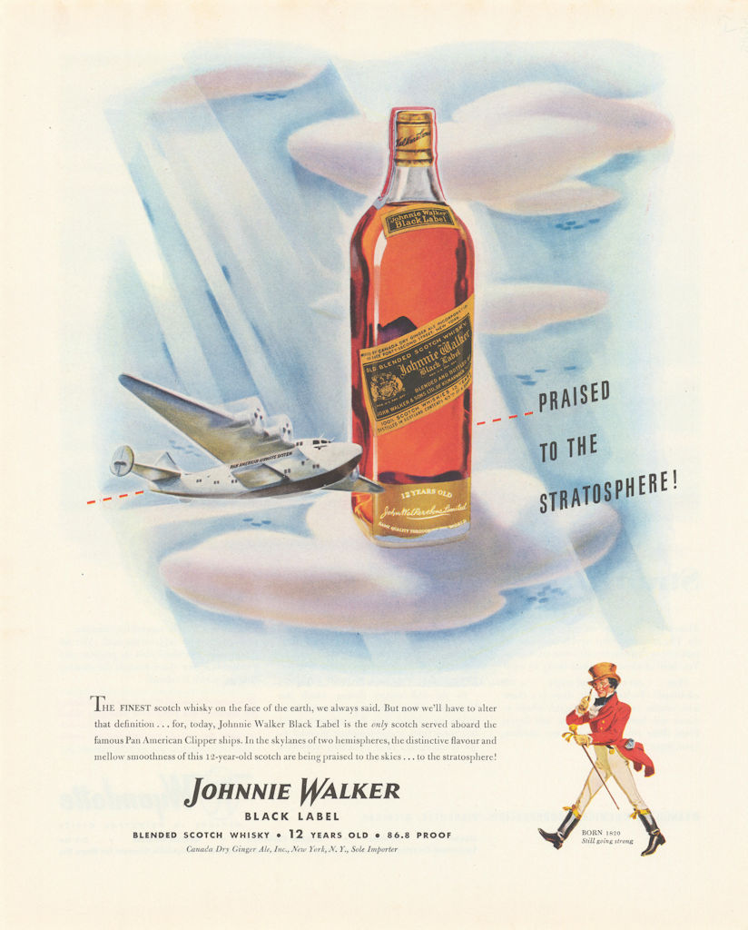 Johnnie Walker Black Label - Praised to the Stratosphere!  . Advertisement 1943