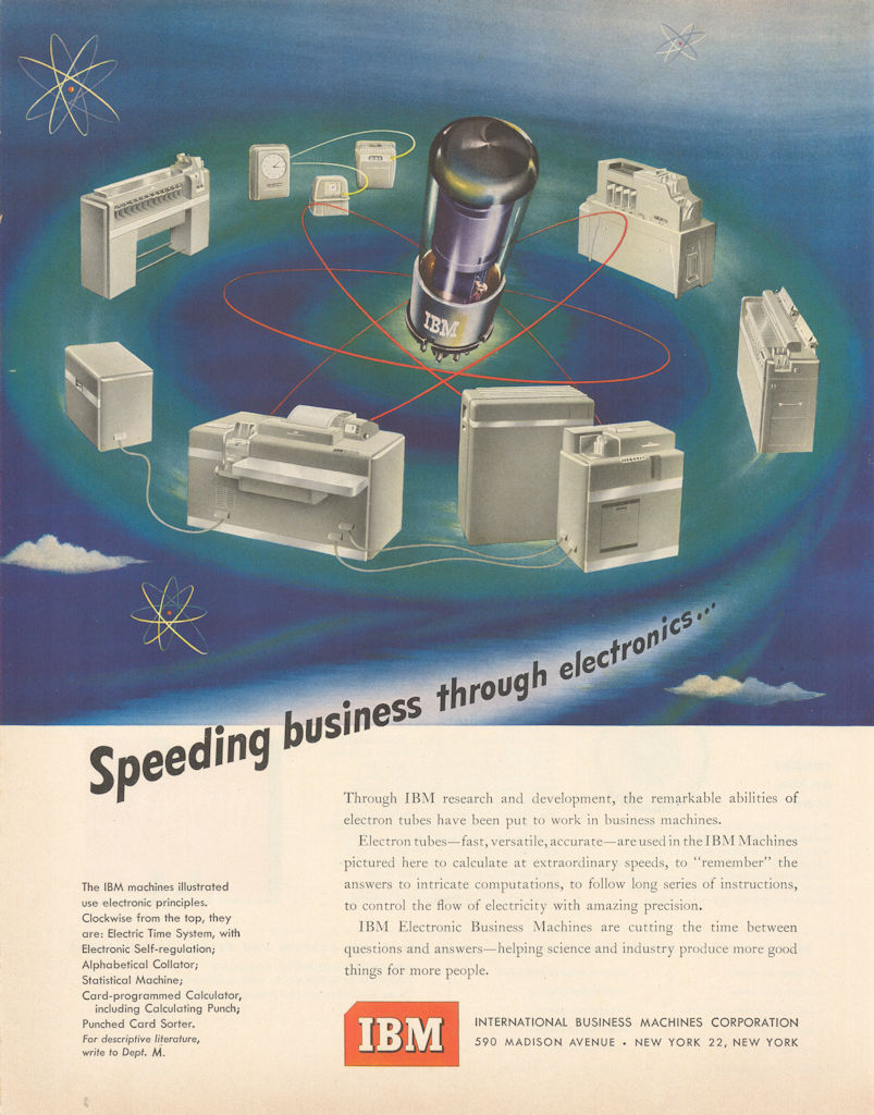 IBM - Speeding Business Through Electronics  . Advertisement 1950 old print