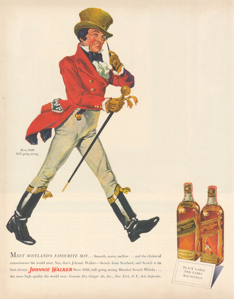 Johnnie Walker - Meet Scotland’s Favourite Son. Advertisement 1950 old print