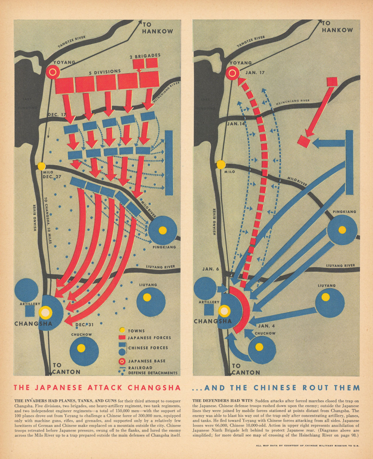 The Japanese attack Changhsa …and the Chinese rout them. 3rd Battle 1942 map