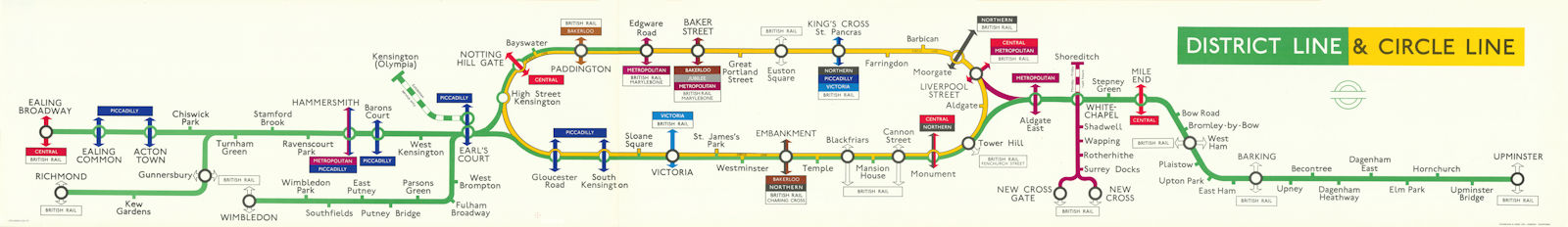 District & Circle Lines carriage diagram 679/2486M/2,000 (R) 185x26cm 1979 map