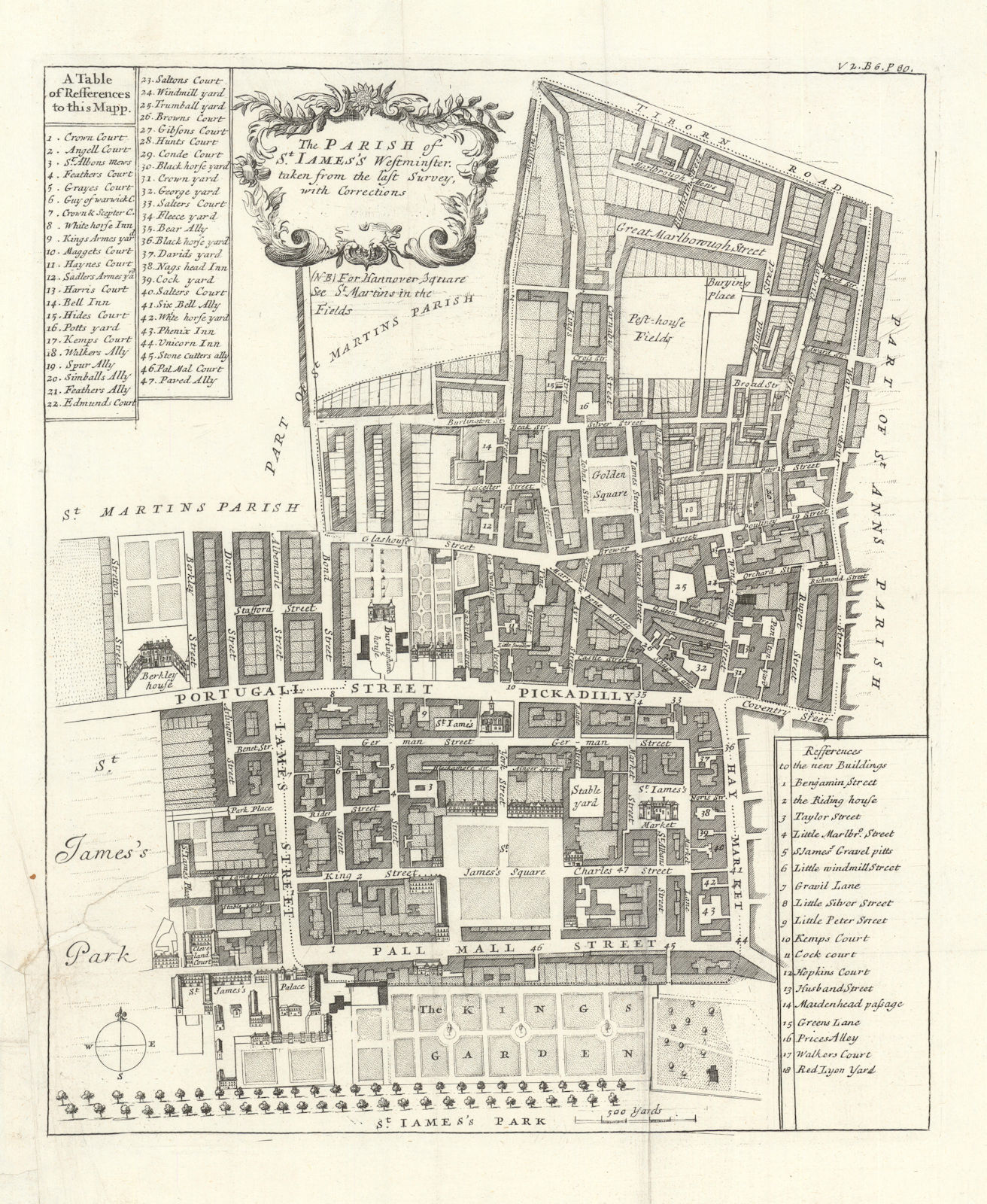 'The Parish of St James's, Westminster'. Piccadilly & Soho. STOW/STRYPE 1720 map